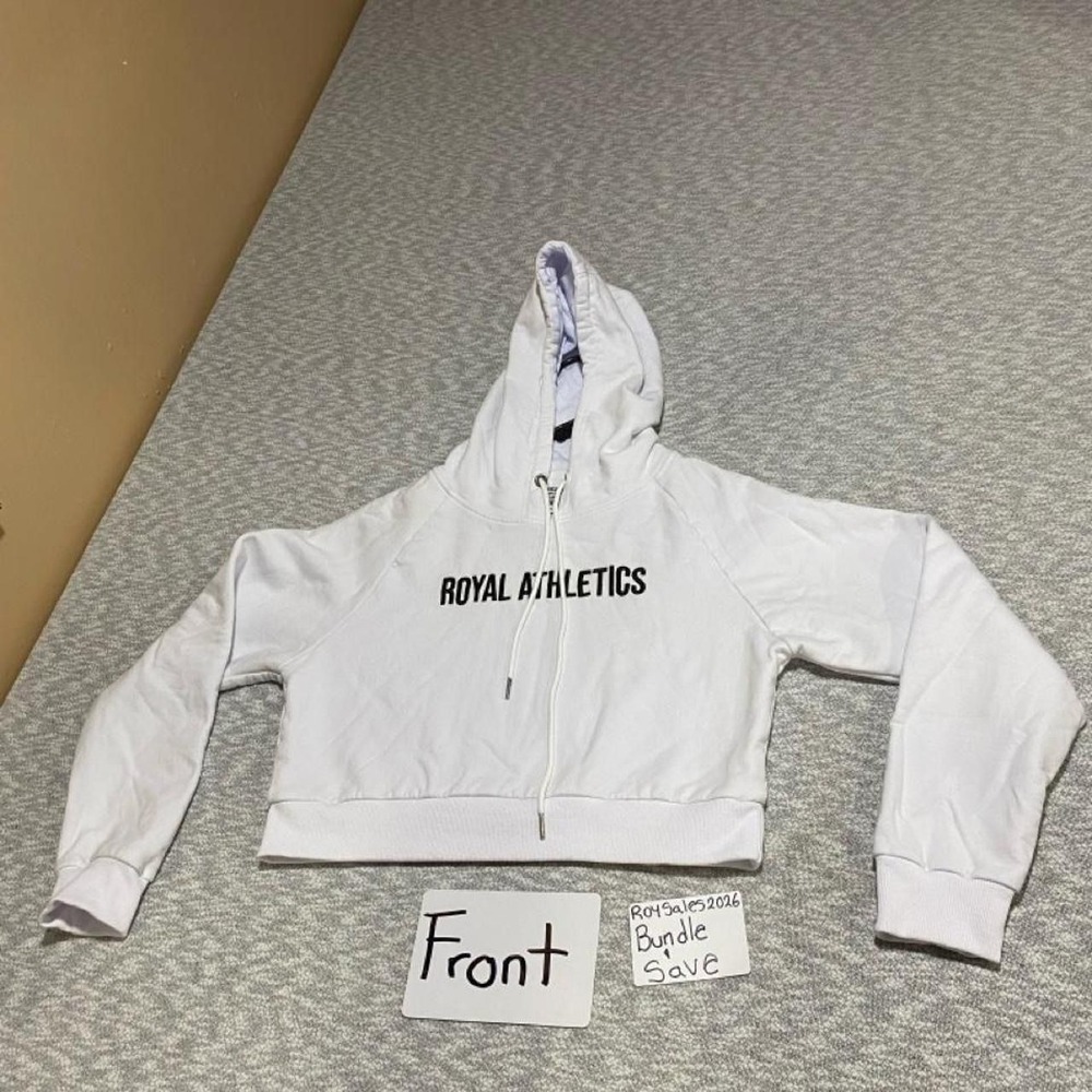 Royal Athletics White cropped hoodie kids L (14-16). SKU-C138